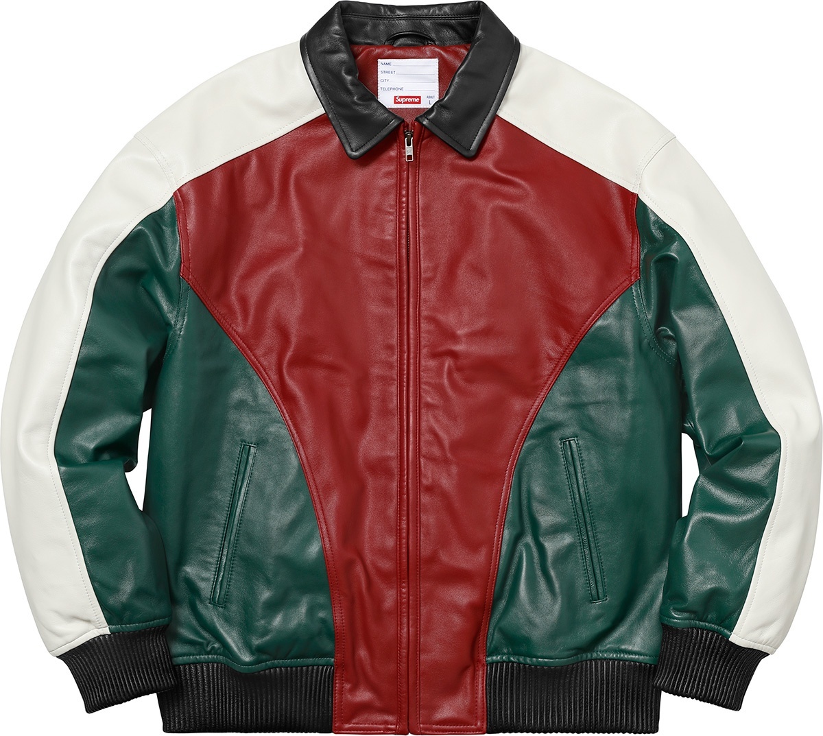 Studded Arc Logo Leather Jacket view 10